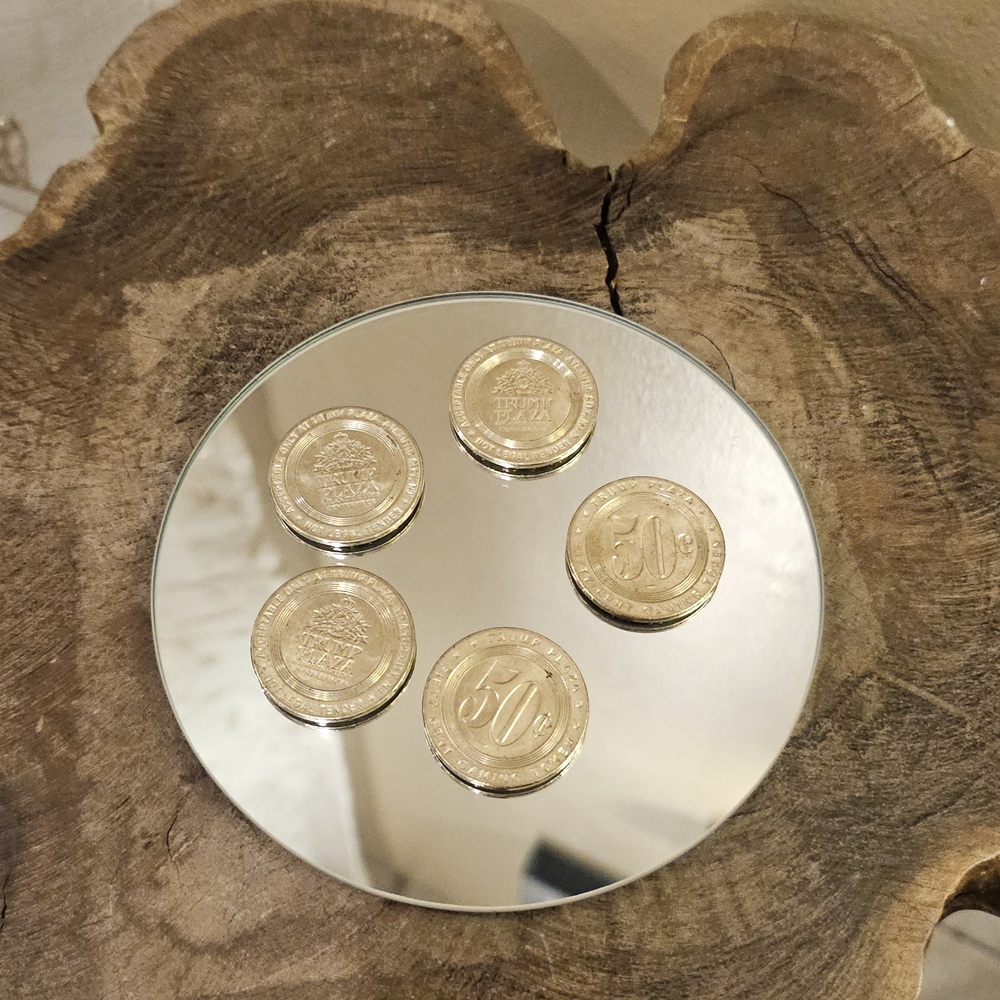 Trump Plaza Coins With Glass Round Mirror Display